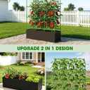 65" Cucumber Planter with Trellis for Climbing Plants Outdoor, Metal Garden Trellis for Raised Bed, Plant Support Structures with Netting for Cucumbers Tomatoes Beans Peas (50 * 17 * 65inch(L*W*H)