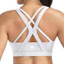 RUNNING GIRL Sports Bras for Women High Support, Criss-Cross Back Strappy Sports Bras for Women with Sewn in Pads(WX3081_Grey_XL)