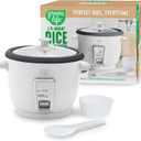 GreenLife Rice Cooker with Removable PFAS-Free Ceramic Nonstick Pot, 3-Cups Uncooked/6-Cups Cooked, Grains & Oatmeal Multicooker, Compact One-Switch Design, Auto Keep Warm, Easy Clean, White