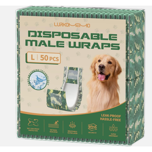 Dog Diapers Male, 50 Count Large Adjustable Male Dog Diapers Disposable, Dog Belly Band, Male Dog Wraps Ideal for Doggie, Puppy, Super Absorbent & Wetness Indicator, L