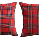 Softalker Christmas Pillow Cover 18x18 Set of 2 - Red Tartan Checkered Throw Pillow Cover, Farmhouse Buffalo Plaid Xmas Decorative Cushion Case for Couch Sofa, Christmas Holiday Decor