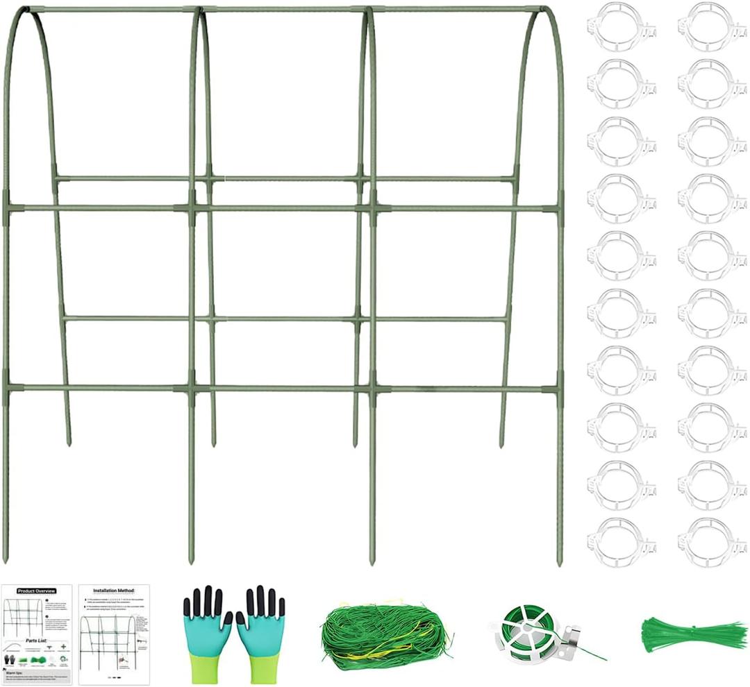Cucumber Trellis for Raised Bed - Raised Bed Vegetable Trellis,U-Frame Rack Weather-Resistant Metal Supports for Climbing Plants Greenhouse Cultivation Housetop Farming