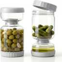 Pickle Jar, Pickle and Olive Hourglass Jar Pickle Juice Separator from Wet and Dry, Upgrade Food-grade ABS Lid and BPA Free Hourglass Pickle Jar for Airtight Food Storage 2 Pack