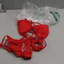 SUUKSESS Women String Triangle Bikini Sets Tie Side Thong Sexy Halter Swimsuits 2 Pieces (Red, M)