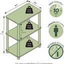 Furinno Turn-N-Tube Storage Shelves, 3-Tier Book Shelf, Corner Shelf, Toolless Open Shelves, for Organization and Storage, Living Room, Garage, Home Office, White, 3-Tier Narrow