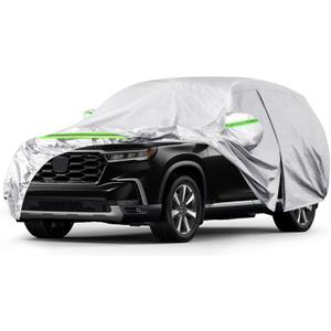 Waterproof SUV Car Cover Custom Fit for 2023 2024 2025 Honda Pilot, 6 Layers All Weather Car Covers with Zipper Door & Windproof Bands for Sun Snow Rain Dust Protection, Outdoor Indoor