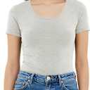 Emmalise Women's Short Sleeve Tshirt Scoop Neck Tee Value Pack Junior Plus Sizes (Gray, XL)