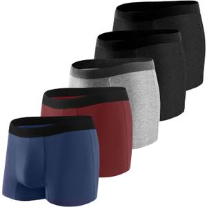BATTEWA Incontinence Underwear for Men Cotton Leak Proof Boxer Briefs Absorbent Postoperative Bladder Control Adults Panties 50mL (5 Pack, Large, 5Colors)