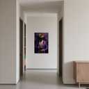 BJYCHG Black Man Picture Gold Crown Wall Art Afro American Canvas Prints King Crown Paintings Black African Wall Decor for Men Bedroom Framed (Purple, 24L x 16W)