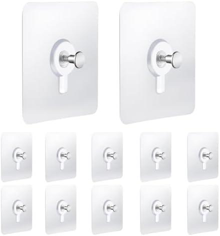 Drill Free Adhesive Hooks, Picture Hangers Without Nails, 12 Pcs Nail Free Wall Hangers, Wall Hooks Adhesive for Hanging for Kitchen, Bathroom, Home