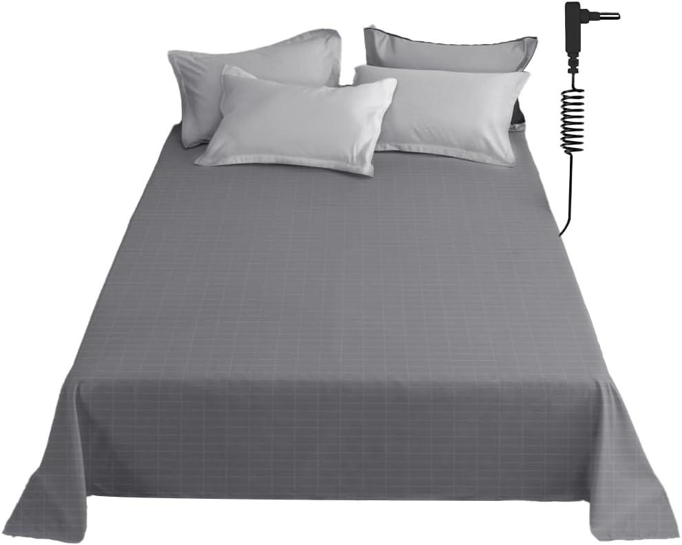 Grounding Sheet, Calking Size Grounding Flat Sheet with 5% Silver Fiber Grounded Bed Sheet Earth Product for Improved Sleep & Stress Relief (Calking - 72"*84" Gray)