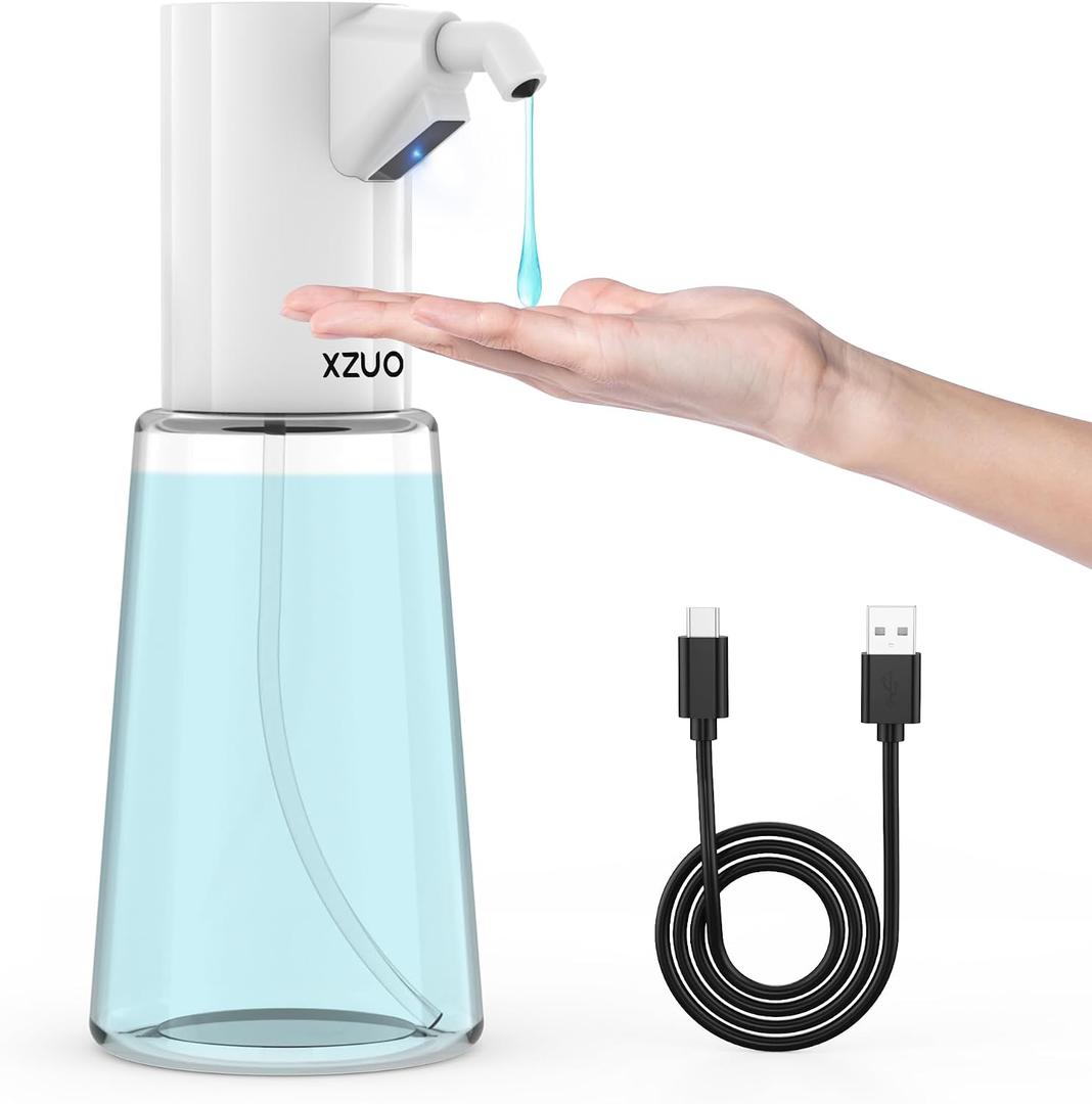 Automatic Soap Dispenser Touchless, Rechargeable 15oz/400ML Large Capacity Four-Level Adjustable Dispenser Volume Suitable for Bathroom and Kitchen (White)