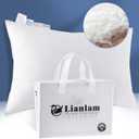 LIANLAM Luxury Canadian White Goose Down Pillow Standard - 750+ Fill Power, Soft Down Pillows for Sleeping, Fluffy Pillow for Neck Pain Relief, Hotel Bed Pillows for Side Sleeper (1 Pack, 20"x26")