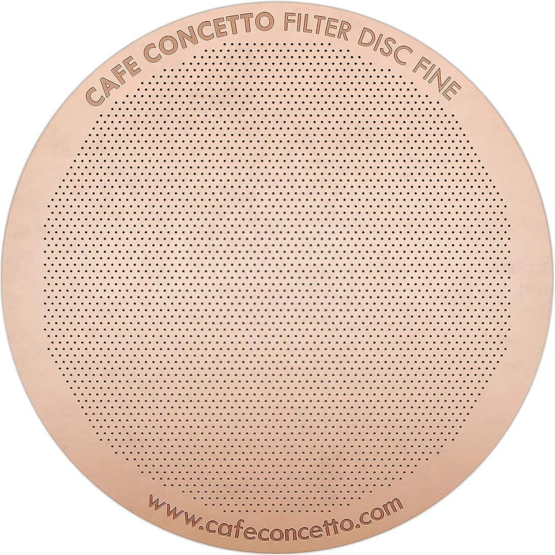 6 x Filter for use in AeroPress Go/AeroPress Coffee Makers - Disc Fine - Reusable - Premium Coated Stainless Steel (Rose Gold, Metal) - Brew Tips Included