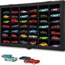 1/64 Diecast Toy Car Display Case Model Car Organizer Storage Cabinet Wall Mount with Acrylic Glass Door & Removable Black Shelf - Holds Up to 42 Cars, Black