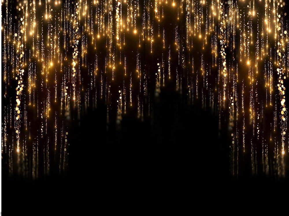 Dudaacvt 8x6ft Black and Gold Backdrop Birthday Backdrop Gold Glitter Spot Wedding Decorations Photography Background Adult's Kids Birthday Party Banner