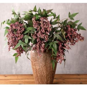 Zeyune 3 Pcs Artificial Dusty Plum Berry Stem Spring Faux Flowers Picks Branches Fake Realistic Sedum Stem Spray for Wedding Holiday Seasonal Farmhouse Mantel Harvest DIY Home Decorations(35 Inch)
