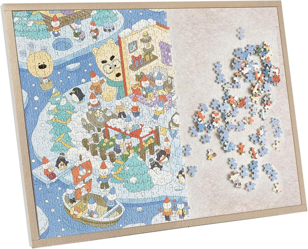 1000 Pieces Puzzle Board, 31.5x23.6 Felt Puzzle Storage Mat(Board Only) | Portable surface functions as a flat puzzle mat. Lighter than a puzzle board with drawer.