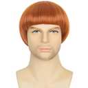Miss U Hair Short Straight Ginger Bowl Cut Wig with Bangs for Men 60s style Cosplay Wig for Halloween Party