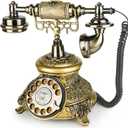 Sangyn Vintage Rotary Dial Telephone Antique Phone Retro Landline Phones Old Fashioned Telephone for Home Office Cafe Bar Hotel Decor (Bronze)