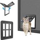 Dog Door for Screen Door - 8.3" x 10.3" Small Pet Door for Cats & Small Dogs, Magnetic Flap Auto Close, Lockable Insert, Sliding Screen Door Compatible, Black