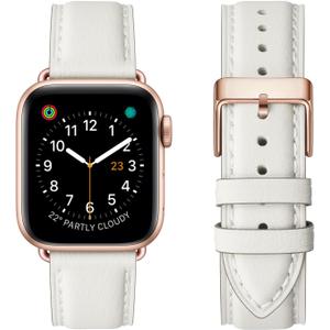 Leather Bands Compatible with Apple Watch Band 38mm 40mm 41mm 42mm(Series 11/10), Genuine Leather Wristband Starp for iWatch SE Series 11 10 9 8 7 6 5 4 3 2 1 Ultra for Women Men