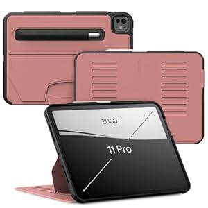 Zugu Case for iPad Pro 11 (M4/ M5) 2024/ 2025, Slim Protective Cover with Apple Pencil Holder, Auto Wake/ Sleep, Multiple Viewing Angles, iPad Pro 11 Inch Cover, Phone Protector, Desert Rose