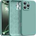 Ktele Magnetic for iPhone 16 Pro Max Case [Compatible with Magsafe] [Premium Silicone Satin-Smooth Touch] Slim Shockproof Anti-Scratch Microfiber Lining Case, 6.9 inch, Pine Green