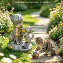 9.8" Solar Cat Resin Garden Statues Outdoor Lights with Lanterns Waterproof Animal Figurine Outside Decorations for Yard, Patio, Porch, Balcony Ornaments Unique Gardening Gifts for Mom, Grandma, Women