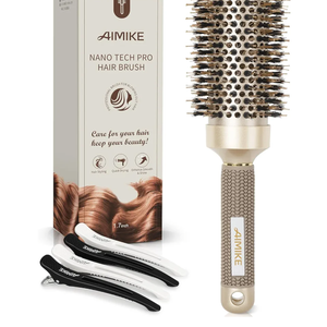 AIMIKE Round Brush for Blow Out, Medium Round Hair Brush Nano Thermal Ceramic & Ionic Tech, for Blow Drying & Styling, Curling and Shine - 2.9 inch Barrel w/Boar Bristles