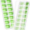 Ice Cube Tray with Lid, 2 Packs 28 Cubes Durable Stackable Ice Cube Trays for Freezer with Removable Lids, Easy-Release Plastic & Silicone Ice Tray for Cocktail, Coffee