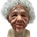 Old Women Mask Scary Realistic Wrinkle Granny Mask with Curls Halloween Funny Human Latex Cosplay Props for Party