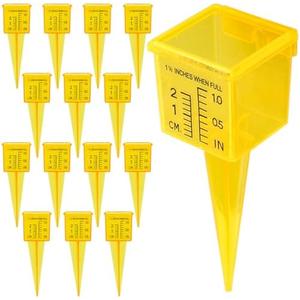 Pletpet 10&15&20P Rain Gauge Outdoor, 1.5" Sprinkler Gauge Lawn Water Gauge for Rain with Wide Mouth Water Measuring Tool for Yard Garden Lawn Deco (10, Yellow)