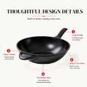 Alva 12 Inch Nonstick Wok Pan, Induction Compatible Flat Bottom Stir Fry Pan, PTFE- and PFOA-Free Ceramic Nonstick Wok, Dishwasher Safe, Fast Even Heating for Stir-Fry, Sauting & Everyday Cooking
