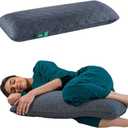The White Willow Short Body Pillow Memory Foam Sleeping Soft Bed, Hug Pillow Insert for Sleeping & Side Sleeper (10W x 30L Inch) with Grey Zipper Cover Made from German Technology by BASF, Gray