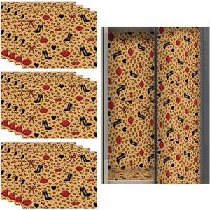 12 Pcs Back to School Locker Magnetic Wallpaper, Cherry Leopard, Red Brown