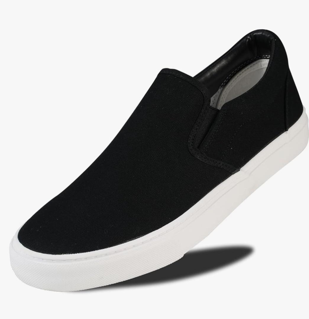 Men's Sneakers Classic Low Top Slip On Shoes Wide Canvas Skate Loafers Sneakers with Soft Insole Causal Dress Shoes for Men Comfortable Walking Shoes Slip on Sneakers for Men Size 11