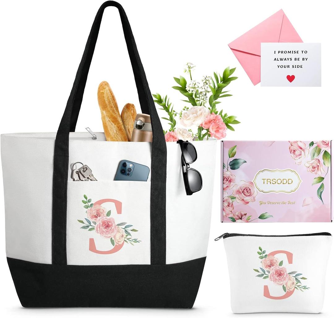 TRSODD Mothers Day Gifts for Mom Large Tote Bag and Makeup Bag Birthday Gifts for Women Wife Grandma Daughter Sister Friends Bridesmaid S