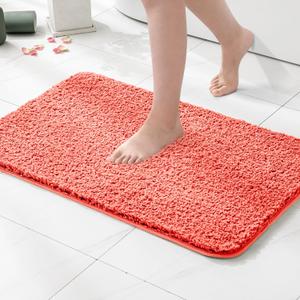MIULEE Living Coral Bathroom Rugs, Soft Absorbent Microfiber Bath Rugs Non Slip Quick Dry Fluffy Bath Mats for Bathroom Floor Tub Showers, Machine Washable, 20x30 Inch
