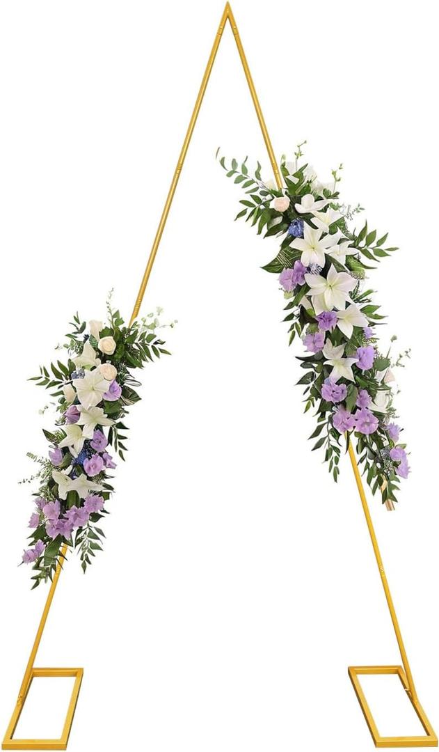 Gold Triangular Balloon Arch Stand Metal Wedding Arch Backdrop Stand Arched Backdrop Frame for Baby Shower,Valentine,Graduation Ceremony Decoration