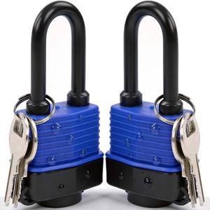 SEPOX Heavy-Duty 44mm 1.75" Out-Door Padlock Keyed-Alike, Water-Resistant Cover, Steel Lock with Same-Key, Extra-Long-Shackle Anti-Rust, Brass Cylinder for Boat, Fishing, Marine, Fence, 1 PC