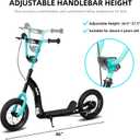 JOYSTAR Kick Scooter for Kids 5+ Teens & Youth, Lightweight Kids Scooter with Adjustable Handlebar, 2 Wheel Scooter for Boys & Girls, 12" Inflatable Wheels Rear Drum Brakes