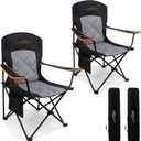 FAIR WIND 2-Pack Padded Oversized Camping Chairs with Lumbar Support, Twin Pack