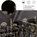 Riyidecor Black Gold Floral Wildflower Shower Curtain for Bathroom Decor 72Wx72H Golden Flower Botanical Plants Boho Vintage Rustic Art Printed Fabric Polyester Waterproof Women Girl Girly