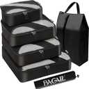 BAGAIL 6 Set Packing Cubes Luggage Packing Organizers for Travel Accessories (Jet Black)
