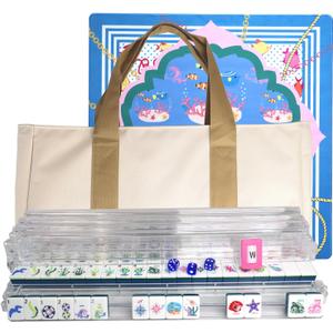 American Mahjong Game Set, Portable Carrying Bag,Acrylic 160 Tiles,Western Mahjong Tiles Set,Complete Ma Jong Set (Jasper)