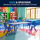 Flash Furniture Wren Adjustable Classroom Activity Table for School and Home, Plastic Activity Table for Kids, 23.625" W x 47.25" L, Gray/Blue, Set of 1
