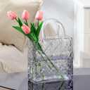 Purse Vase, Black Bag Vase, Glass Purse Vases for Flowers, 12 Inch Large Glass Flower Vase with Embossed Pattern for Wedding, Living Room, Bedroom, Table, Office(Tote)