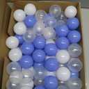 TRENDBOX Ball Pit Balls 100 - Macaron Colors Balls for Ball Pit, Play Tent Baby Playhouse Pool Birthday Party Decoration (D-Blue, White&Clear)