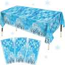 2 x 3Pcs Snowflake Tablecloth Plastic Disposable Winter Wonderland Snow Table Cover for Christmas Winter Holiday Birthday Decorations, 86.6 x 51.2 inch